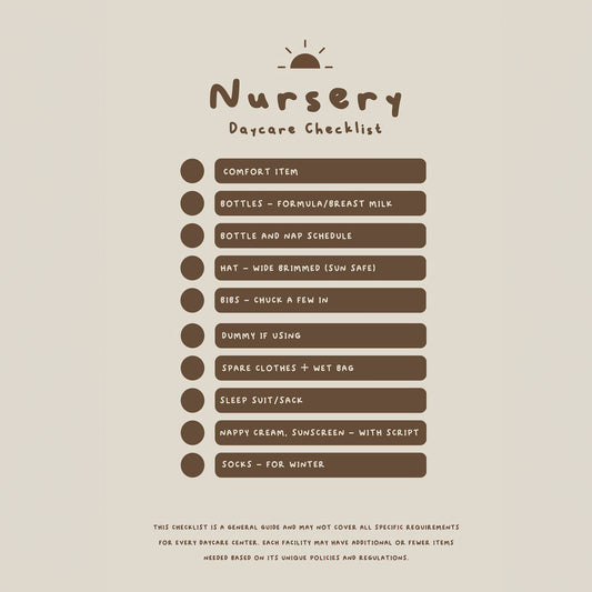 Nursery Daycare Checklist