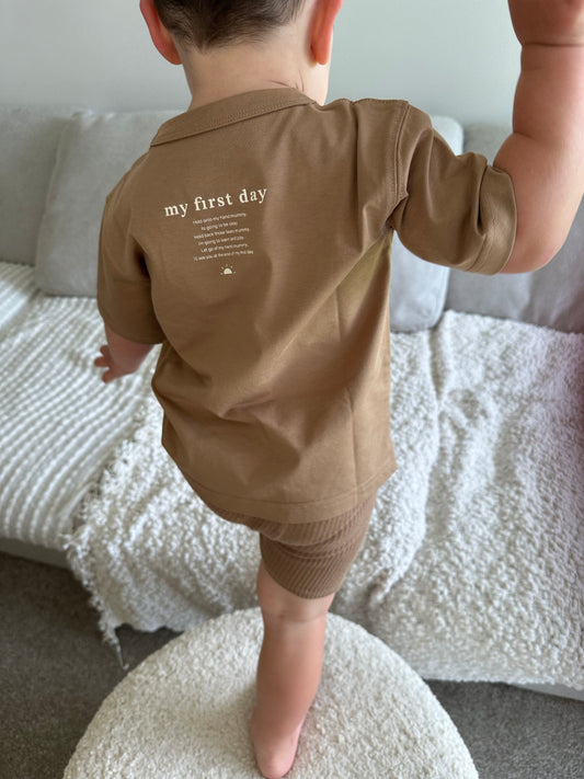 My First Day Tee (Mummy Version) - Biscuit