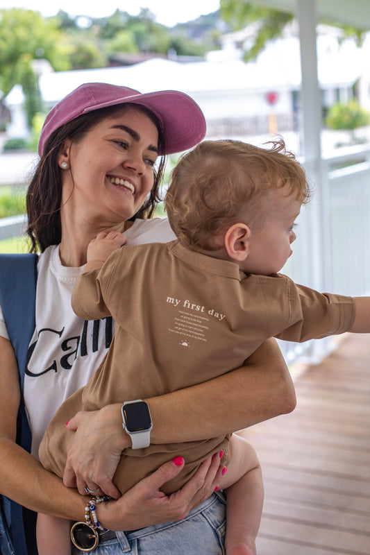 My First Day Tee (Mummy Version) - Biscuit